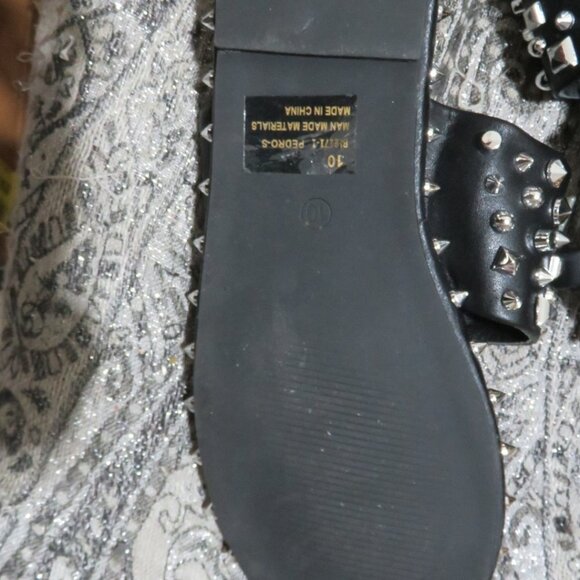 BOGO Official Bee Shop Black & Silver Studded Sandals Slip ons flats slides 10 - Picture 7 of 11